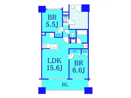 パークフラッツ横濱公園(2LDK/12階)の間取り写真
