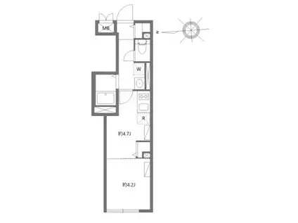 エルファーロ神楽坂II(1DK/3階)の間取り写真