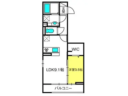 ルミリエ(1LDK/2階)の間取り写真