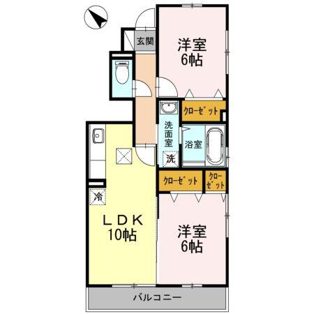 フローラ(2LDK/1階)の間取り写真
