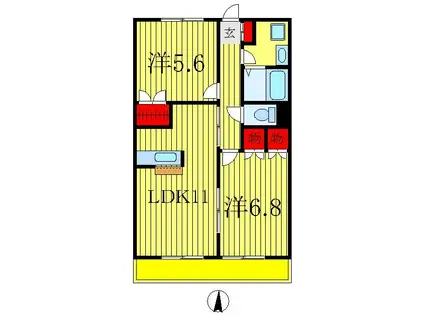 プラシード(2LDK/2階)の間取り写真