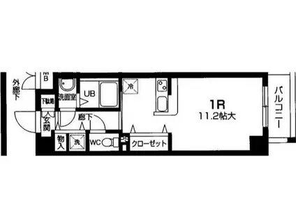 ビュークレスト小金井(ワンルーム/7階)の間取り写真