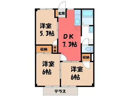 ニューシティ・谷郷(3DK/1階)の間取り写真