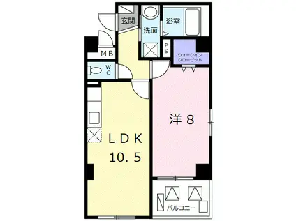 アドラスト(1LDK/2階)の間取り写真