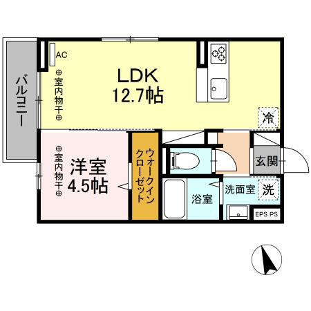 D-ROOMグランデフォンテーヌ(1LDK/2階)の間取り写真