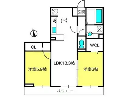 ブラウンヒルズ(2LDK/2階)の間取り写真