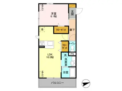 ロイヤルレジデンス金吹(1LDK/3階)の間取り写真