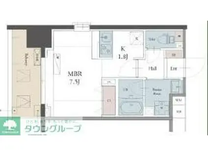 ラグゼナ用賀(ワンルーム/5階)の間取り写真