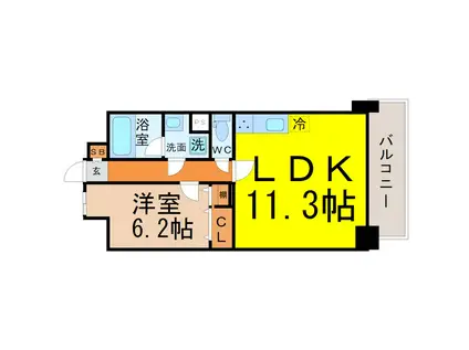 モンテーニュ名駅(1LDK/12階)の間取り写真