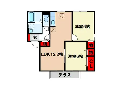 GREEN HILLS HAMA(2LDK/1階)の間取り写真