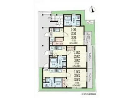 アノンテラス奥沢(1K/1階)の間取り写真