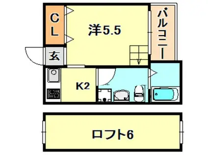 ラネージュ神戸(1K/1階)の間取り写真