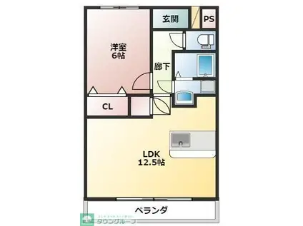 ヒラソール(1LDK/1階)の間取り写真