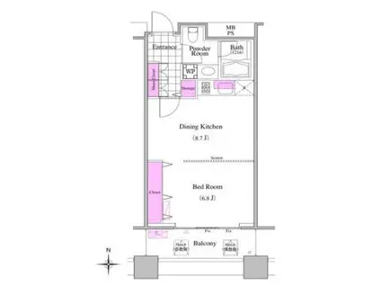 芝浦アイランド エアタワー(1DK/7階)の間取り写真