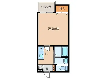 ジュピタ(1K/1階)の間取り写真