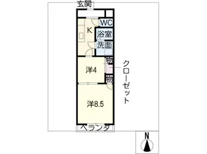 ロフティ31奈良屋(2K/8階)の間取り写真