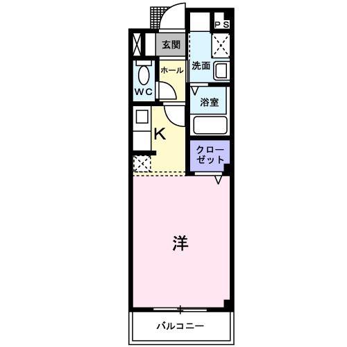 ヴィオラG(ワンルーム/2階)の間取り写真