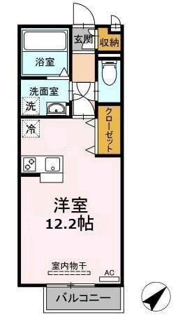 エーデルハイム浜乃木(ワンルーム/2階)の間取り写真