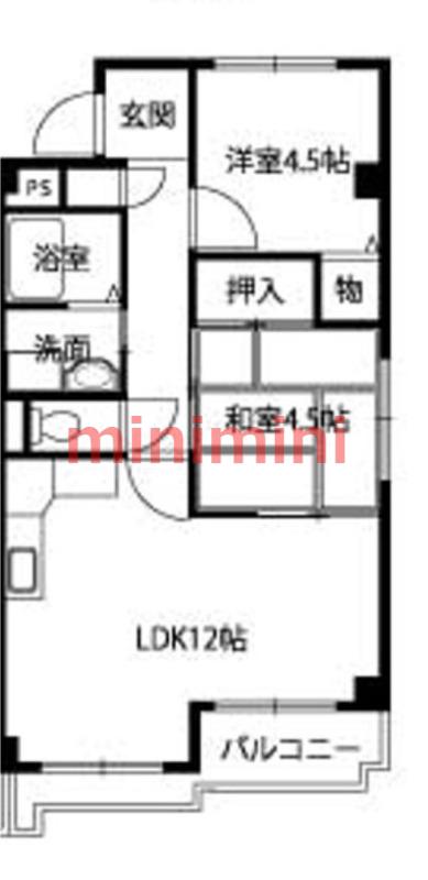 ブルーマーク高槻(2LDK/4階)の間取り写真
