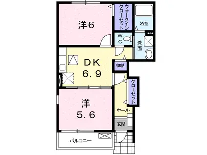 タルガE(2DK/1階)の間取り写真