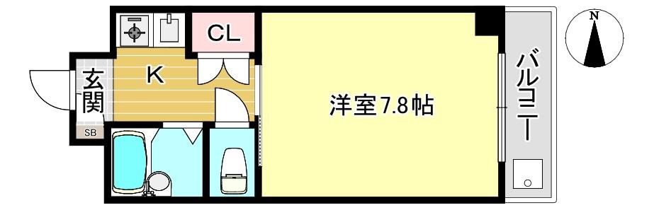グレーシャス23(1K/4階)の間取り写真