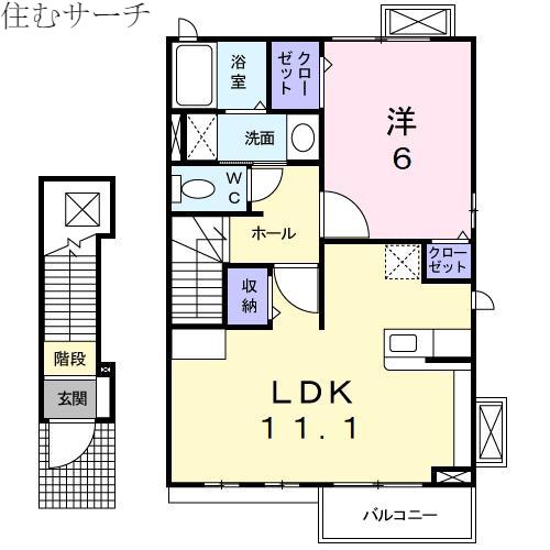 ジェルメ(1LDK/2階)の間取り写真