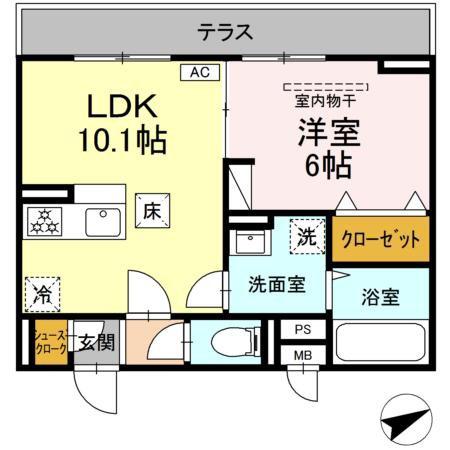CHATEAU AVENIR 調布(1LDK/1階)の間取り写真