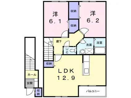フレーズA(2LDK/2階)の間取り写真