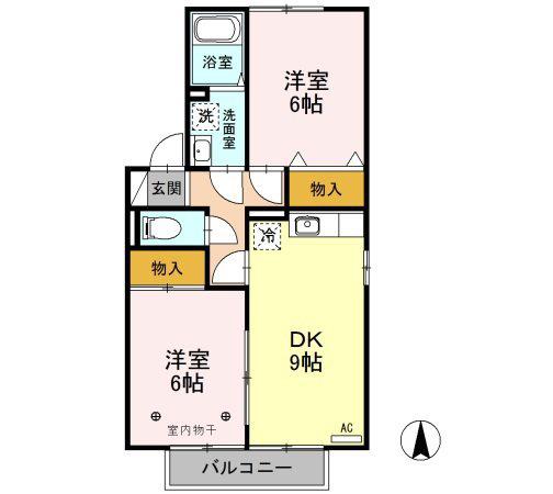 御料所ガーデンE(2DK/2階)の間取り写真