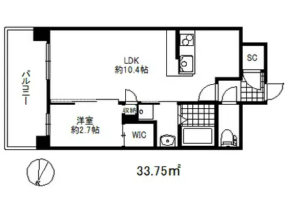 セレニテ三宮プリエ(1LDK/7階)の間取り写真