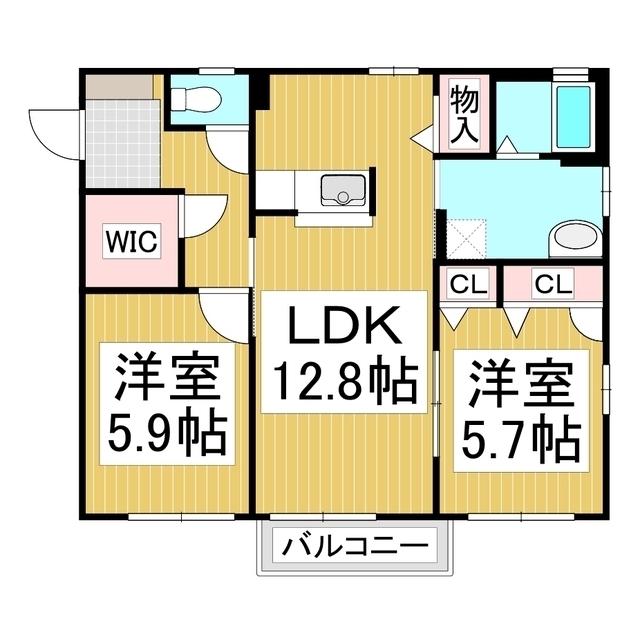 フィオーレ彩 B棟(2LDK/1階)の間取り写真