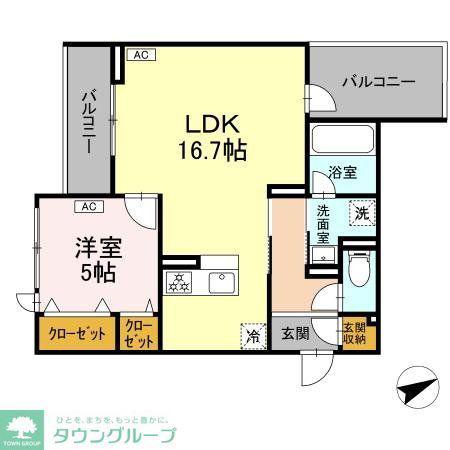 D-RESIDENCE稲城(1LDK/2階)の間取り写真
