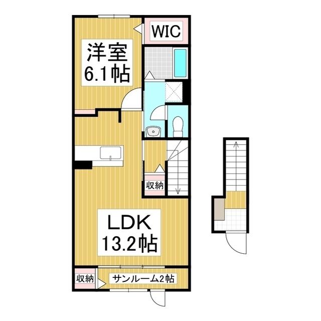 トランスミットIII(1LDK/2階)の間取り写真