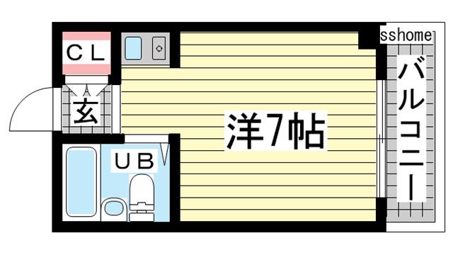 サンビレッジ北須磨(ワンルーム/3階)の間取り写真