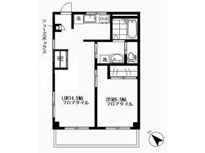 ソレイユ(1LDK/1階)の間取り写真