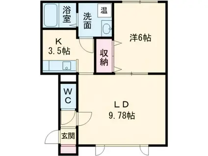 エクセルシオールV(1LDK/2階)の間取り写真
