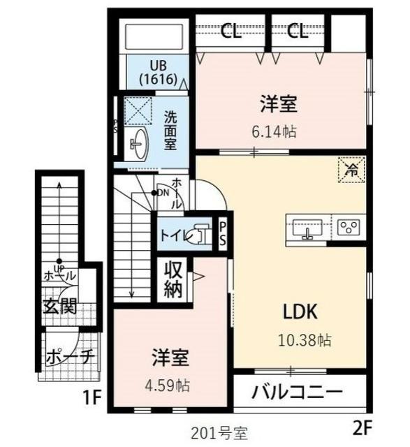 プーロ・デ・ヴェント(2LDK/2階)の間取り写真