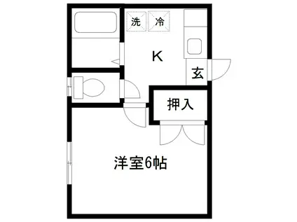 ドストルパルI(1K/2階)の間取り写真