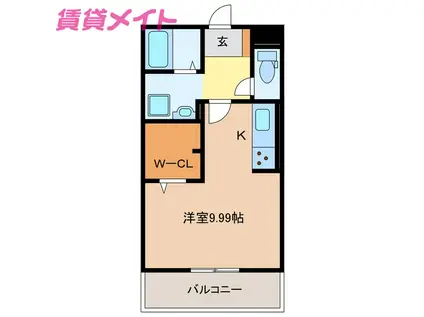三岐鉄道三岐線 大矢知駅 徒歩12分 3階建 築5年(ワンルーム/3階)の間取り写真