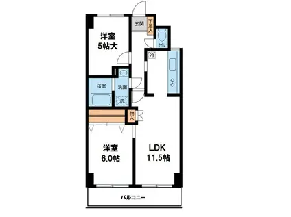 CASSIA保土ヶ谷(2LDK/3階)の間取り写真