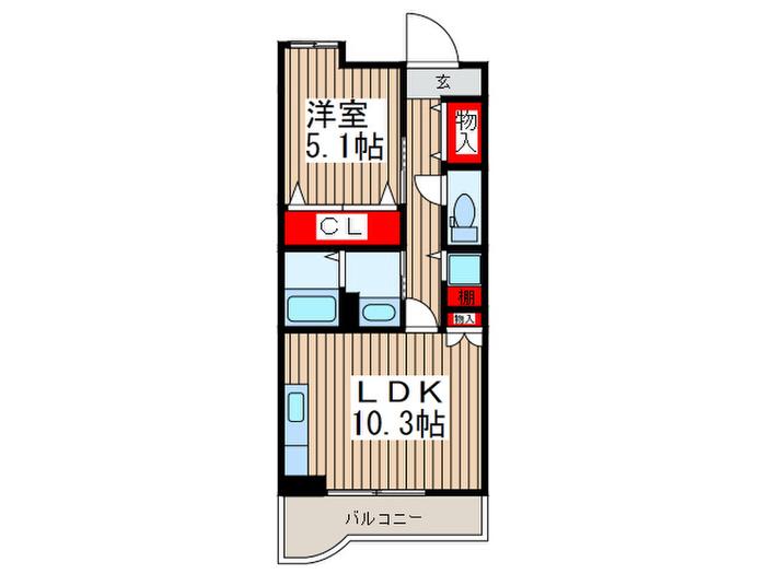 ラ・ソレイユさいたま(1LDK/4階)の間取り写真