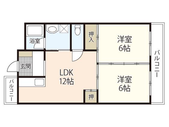 三石マンション(2LDK/2階)の間取り写真