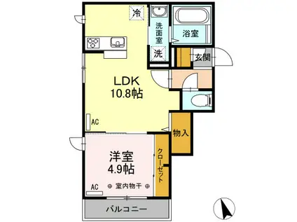 ルミエール西新宿(1LDK/2階)の間取り写真