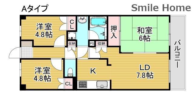DEUXローズレイアA(2SLDK/1階)の間取り写真
