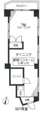 AXIS(ワンルーム/5階)の間取り写真