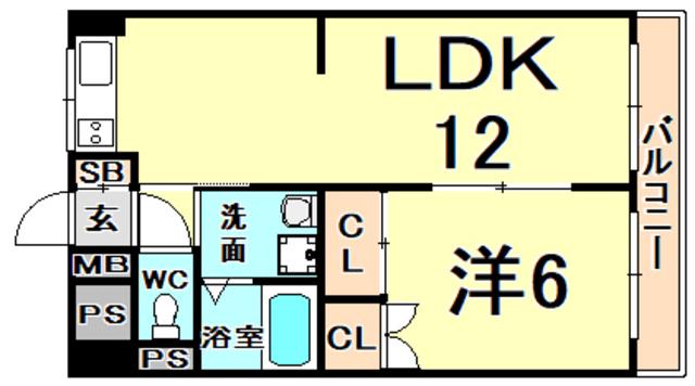 グローリー甲子園(1LDK/1階)の間取り写真