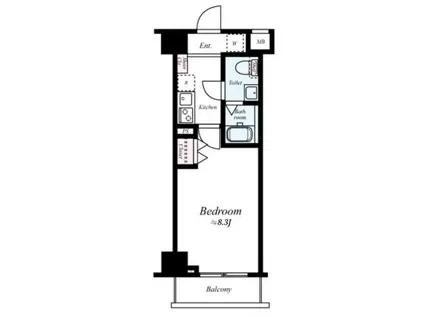 GROWS FUCHU イースト II(1K/10階)の間取り写真
