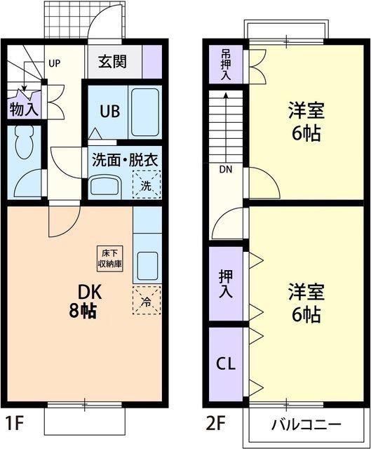 ユニゾン グラス(2DK/1階)の間取り写真