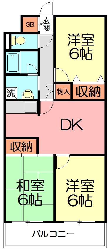 ダンデライアン鵠沼(3DK/4階)の間取り写真