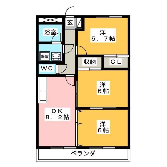 メイプルハウス(3DK/2階)の間取り写真